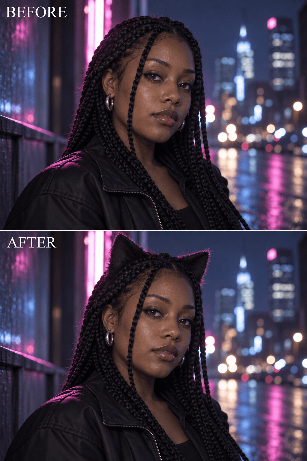 Black cosplay cat ears photo edit