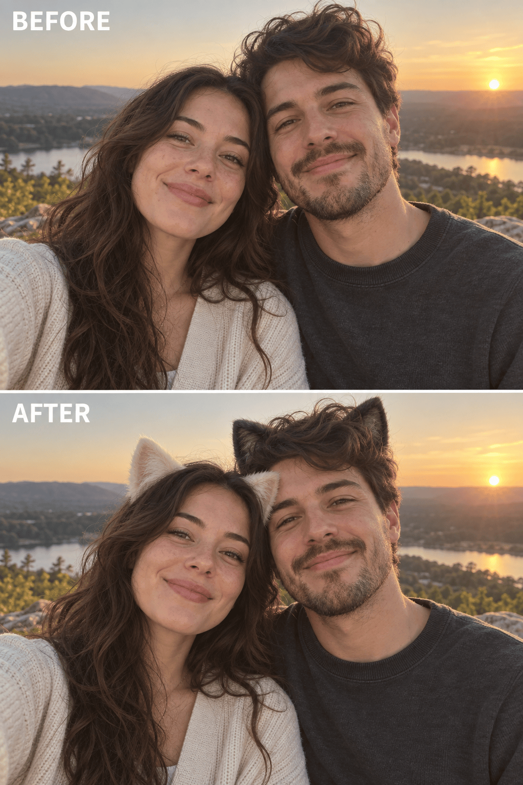 Group photo with AI cat ears