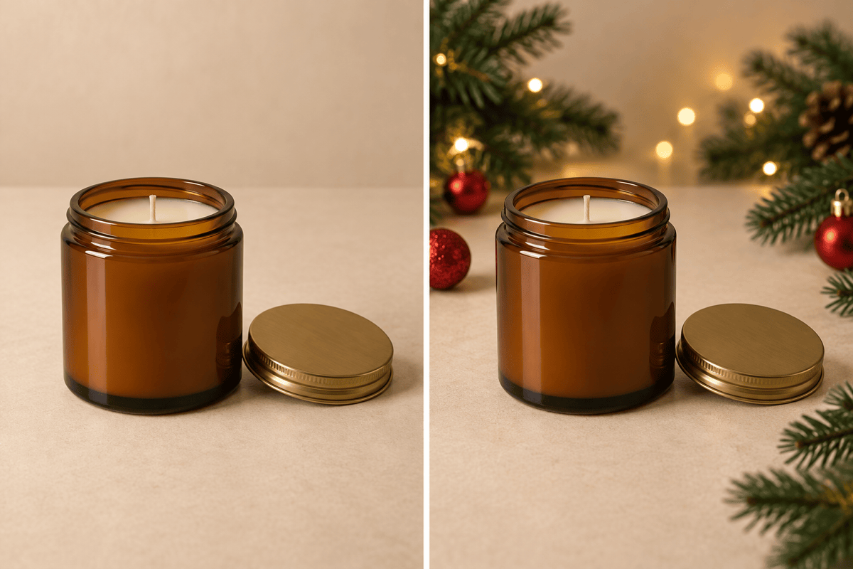 Christmas product background before and after