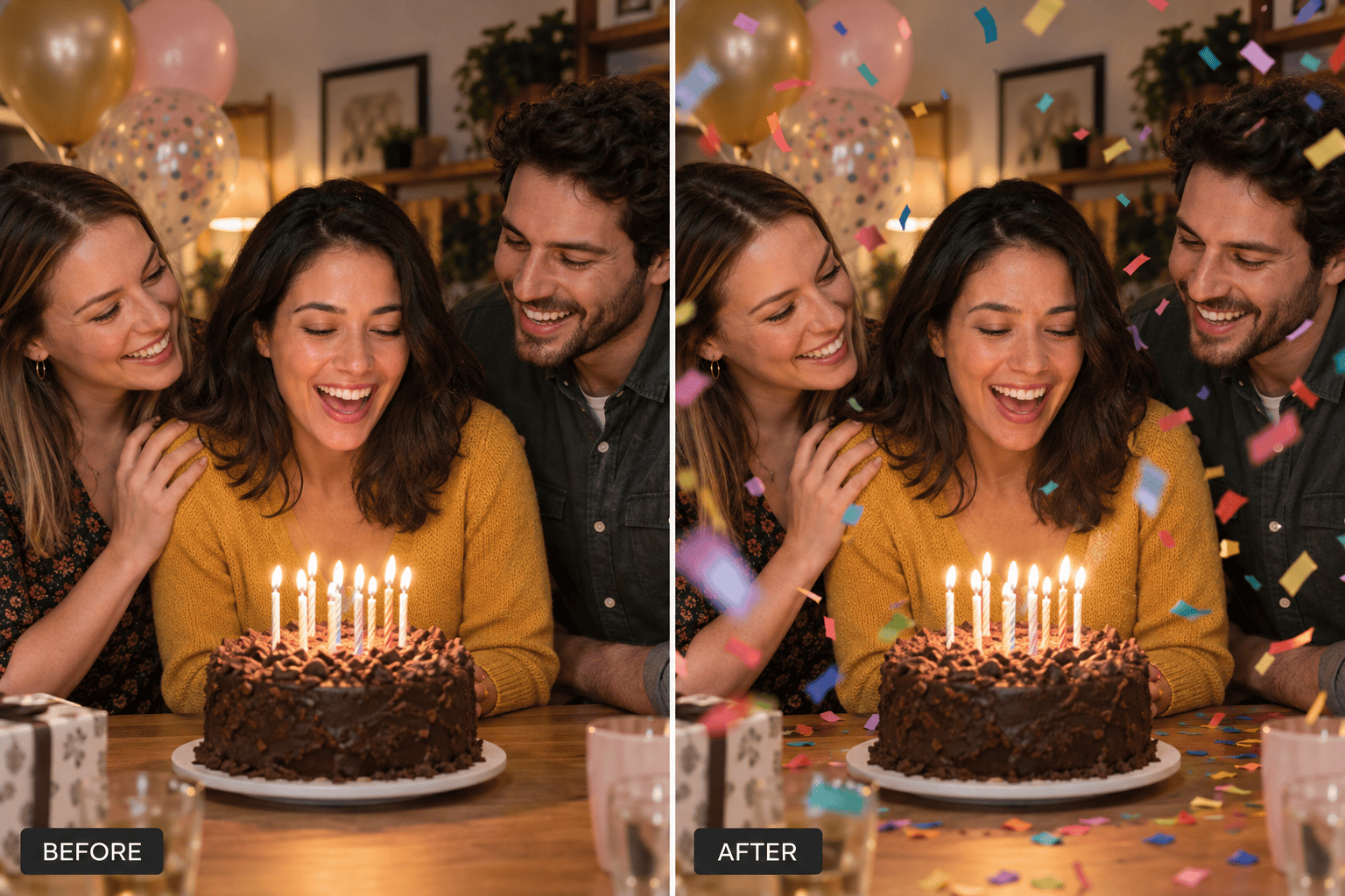 AI confetti birthday photo