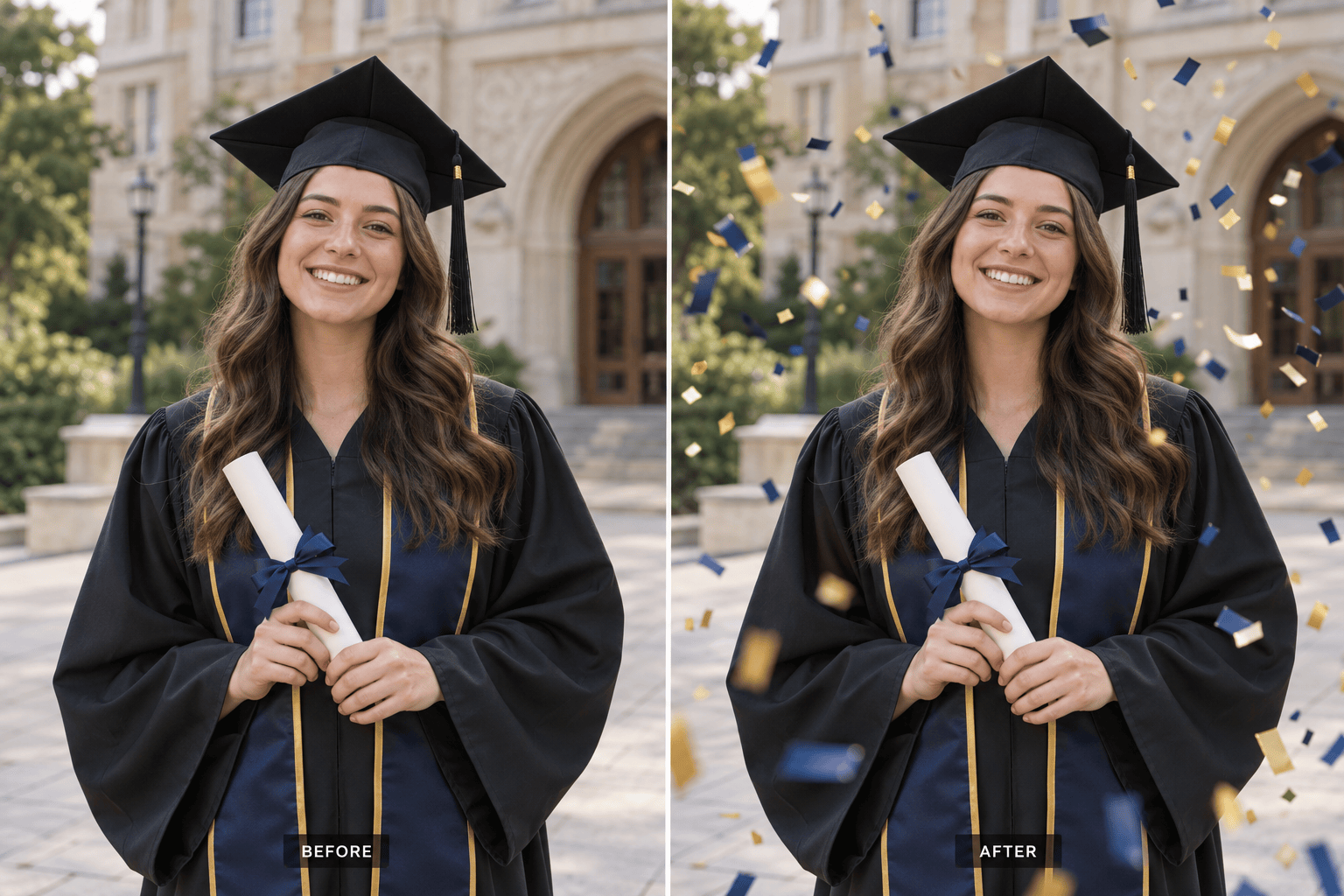 Confetti graduation photo edit