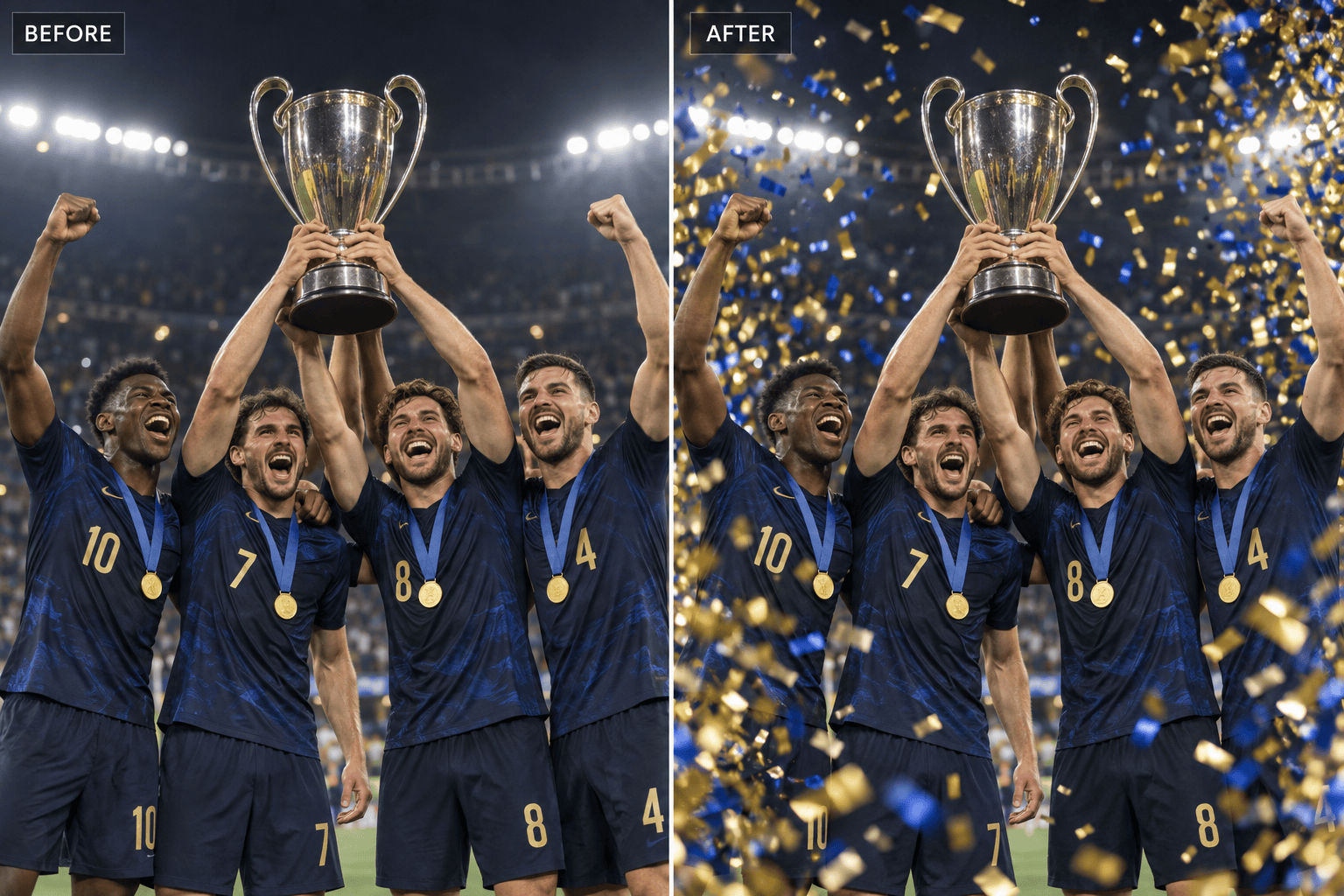 Realistic confetti photo overlay