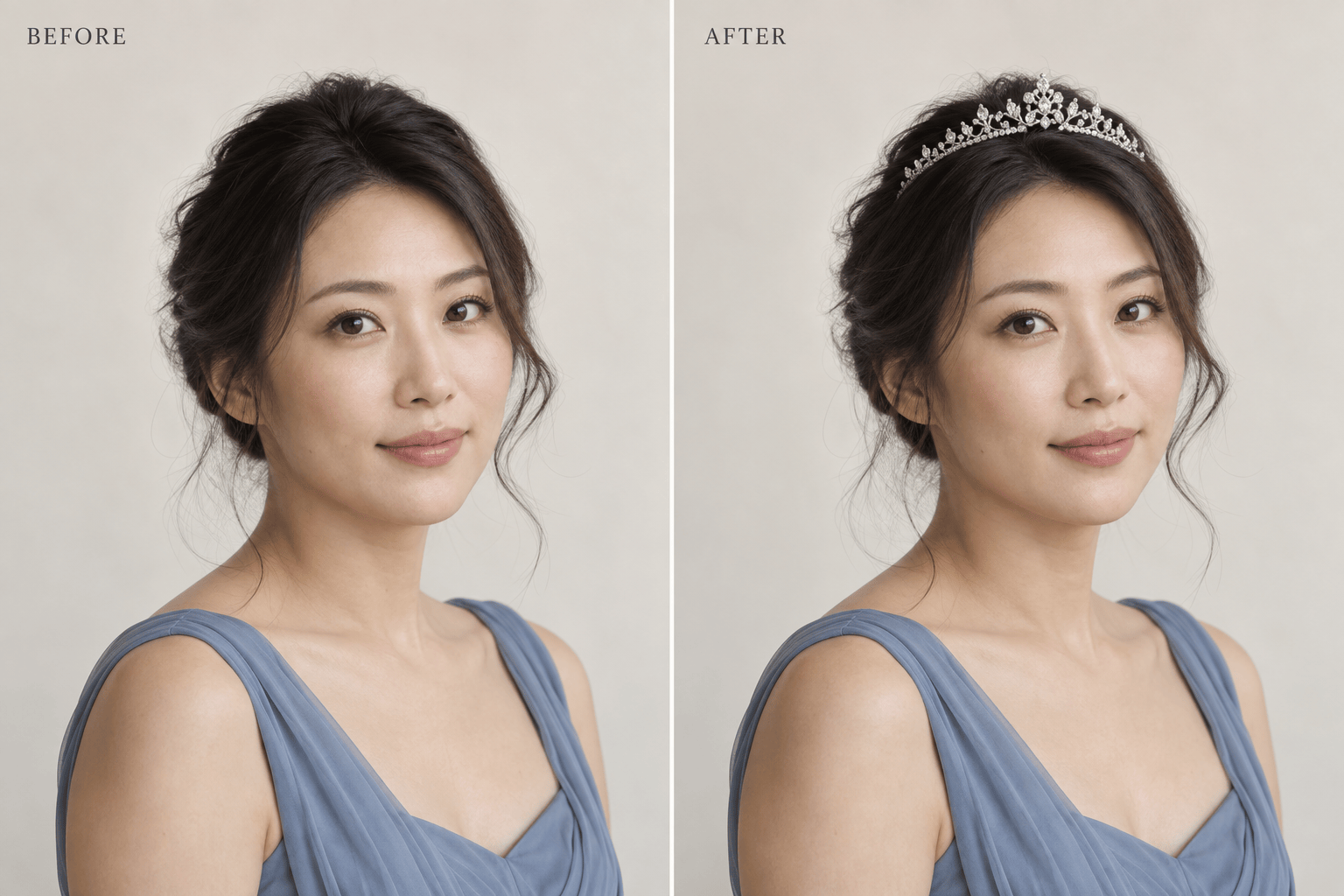 Tiara photo before and after