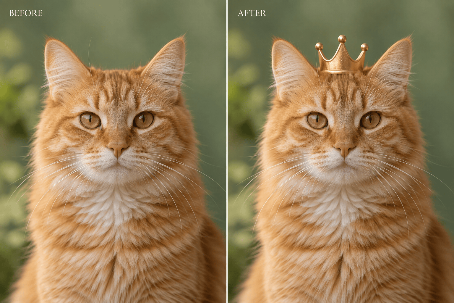 Pet crown photo before and after