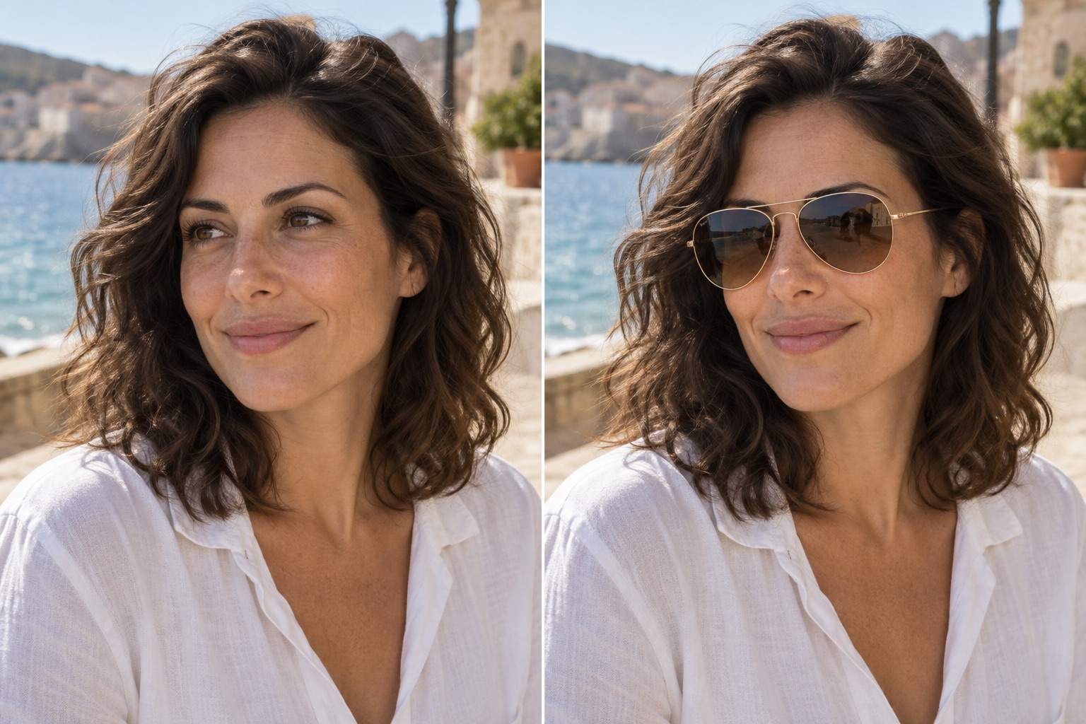 Aviator sunglasses added to travel portrait
