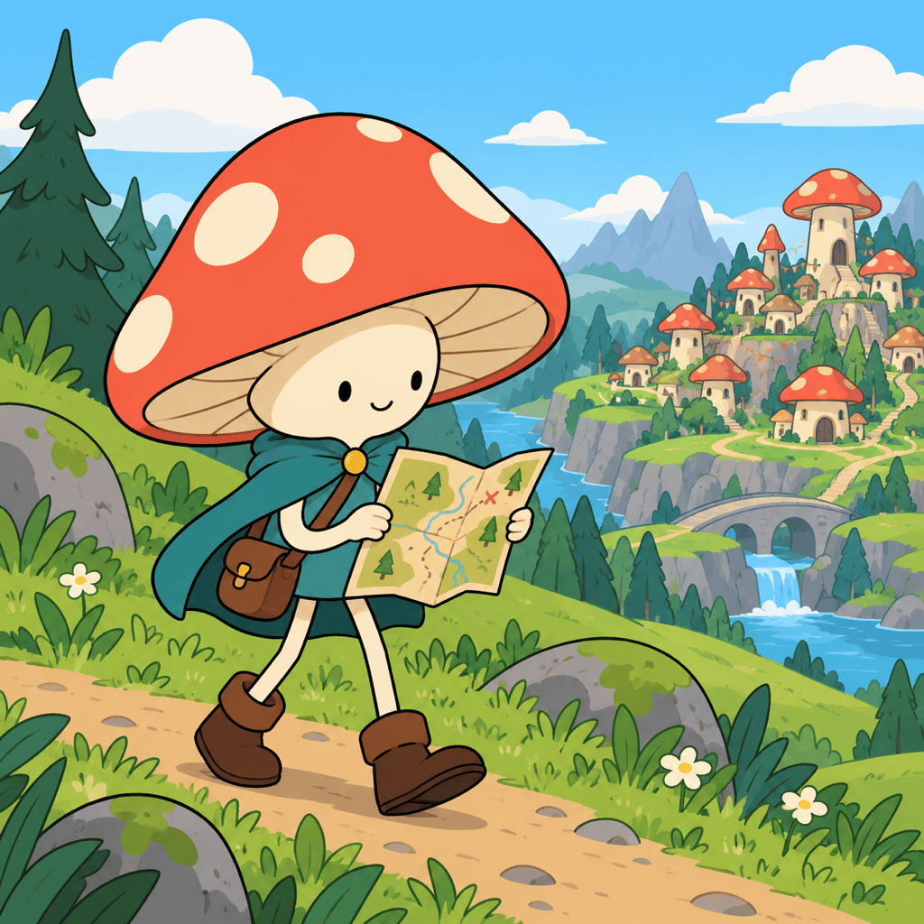 Original Adventure Time-inspired mushroom explorer