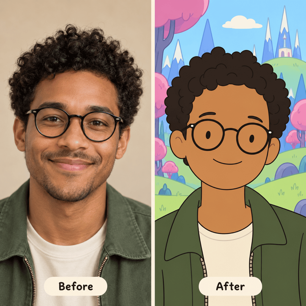 Adventure Time-style photo transformation
