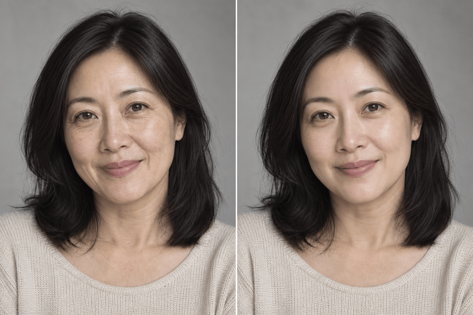 AI age regression before and after