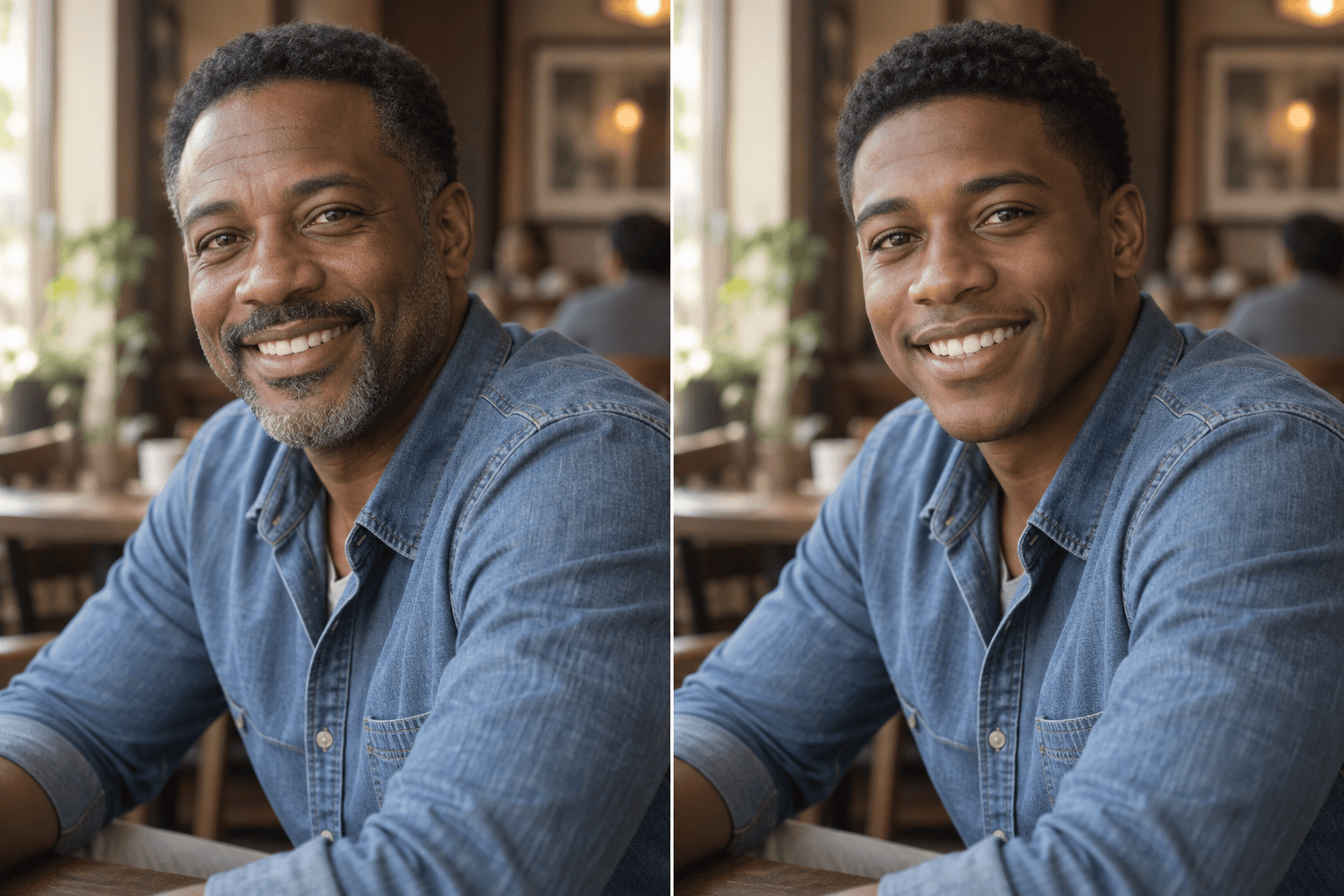 AI younger filter portrait result