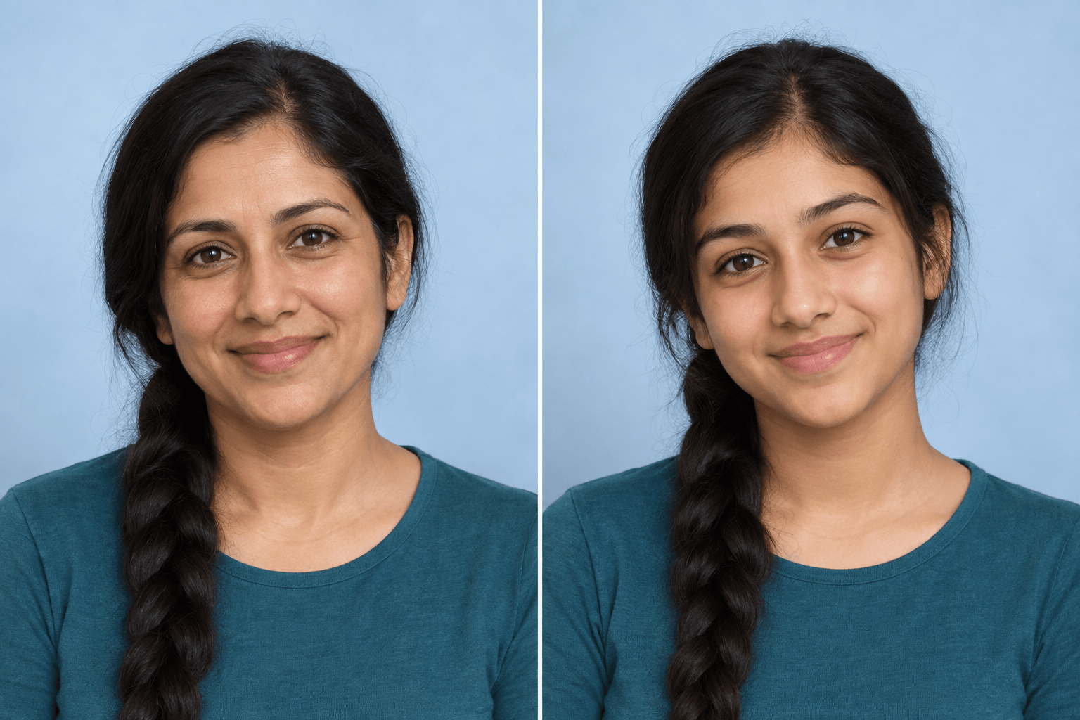 Teenage age regression photo comparison
