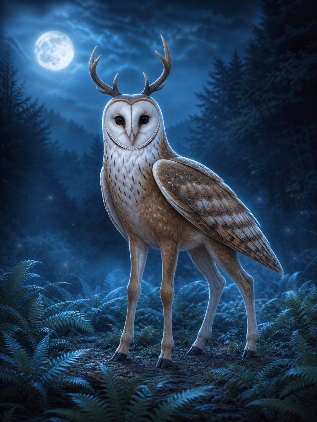 Fantasy owl deer animal hybrid