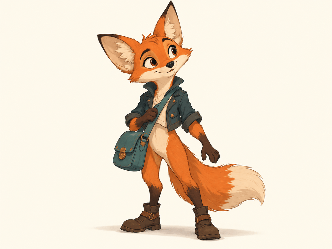 AI cartoon fox character design