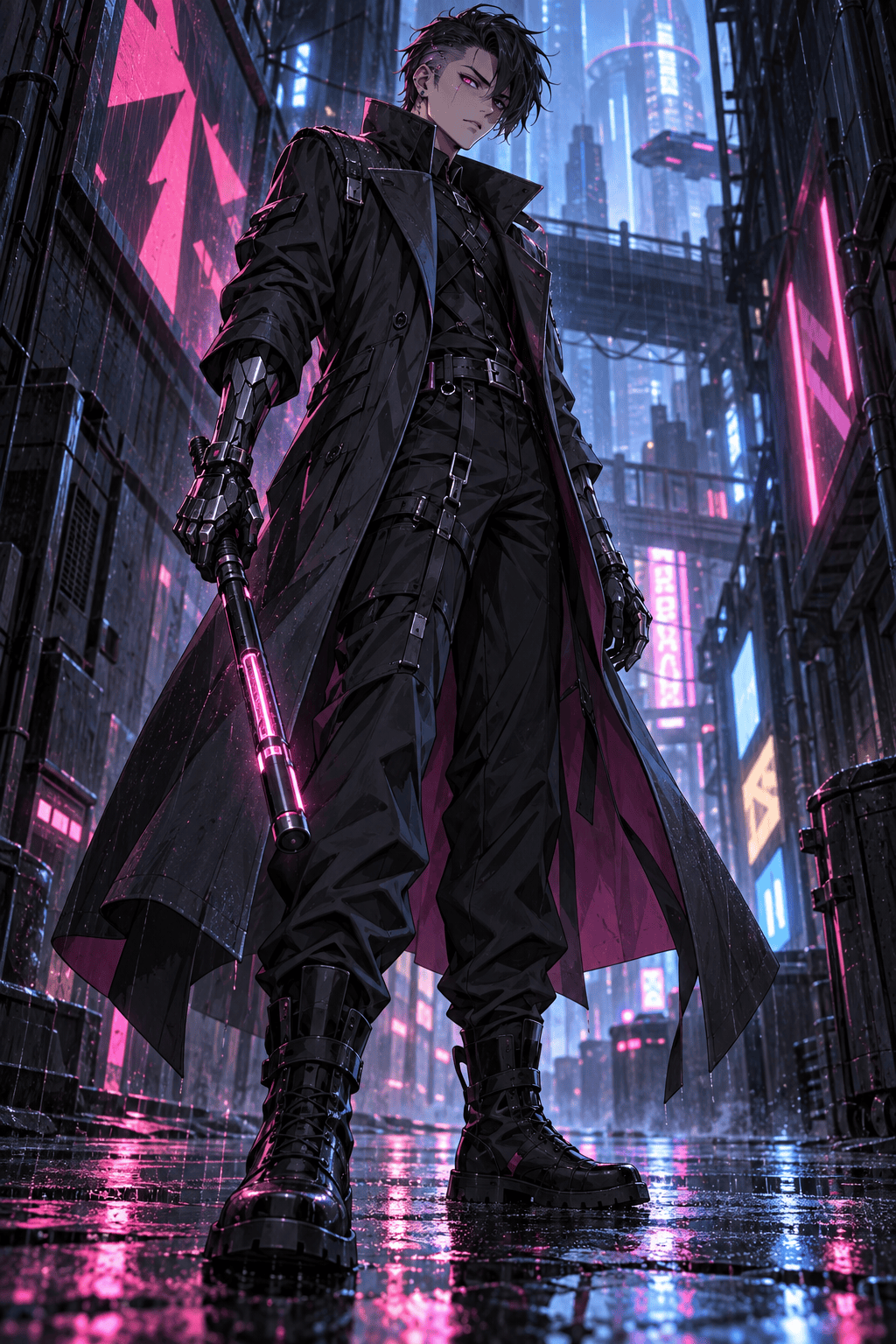 Cyberpunk anime boy avatar