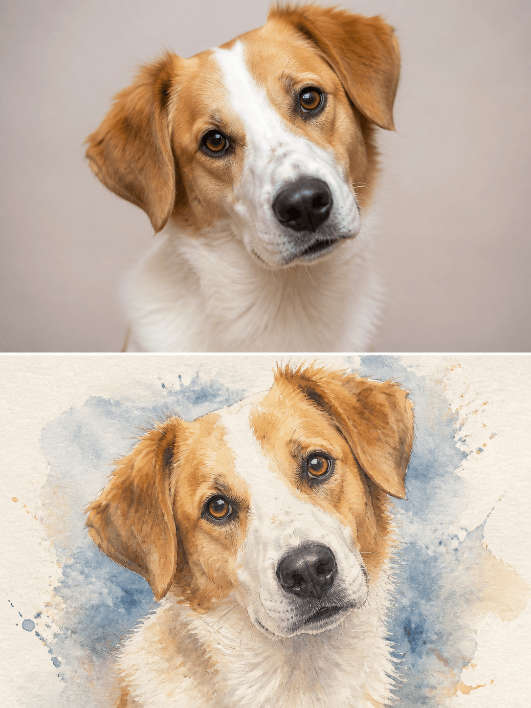 Pet photo to watercolor art