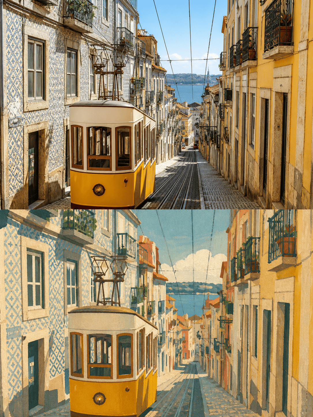 Travel photo to gouache art