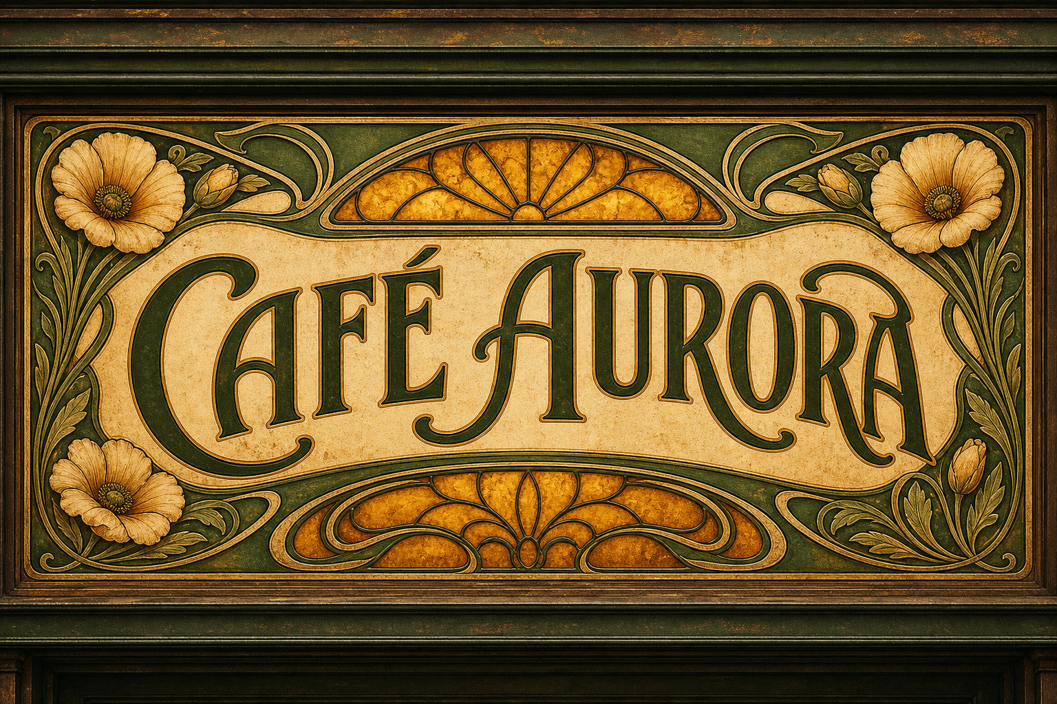 Art Nouveau cafe sign lettering