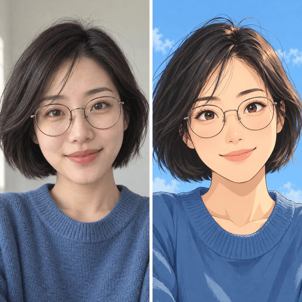 Selfie to anime portrait comparison