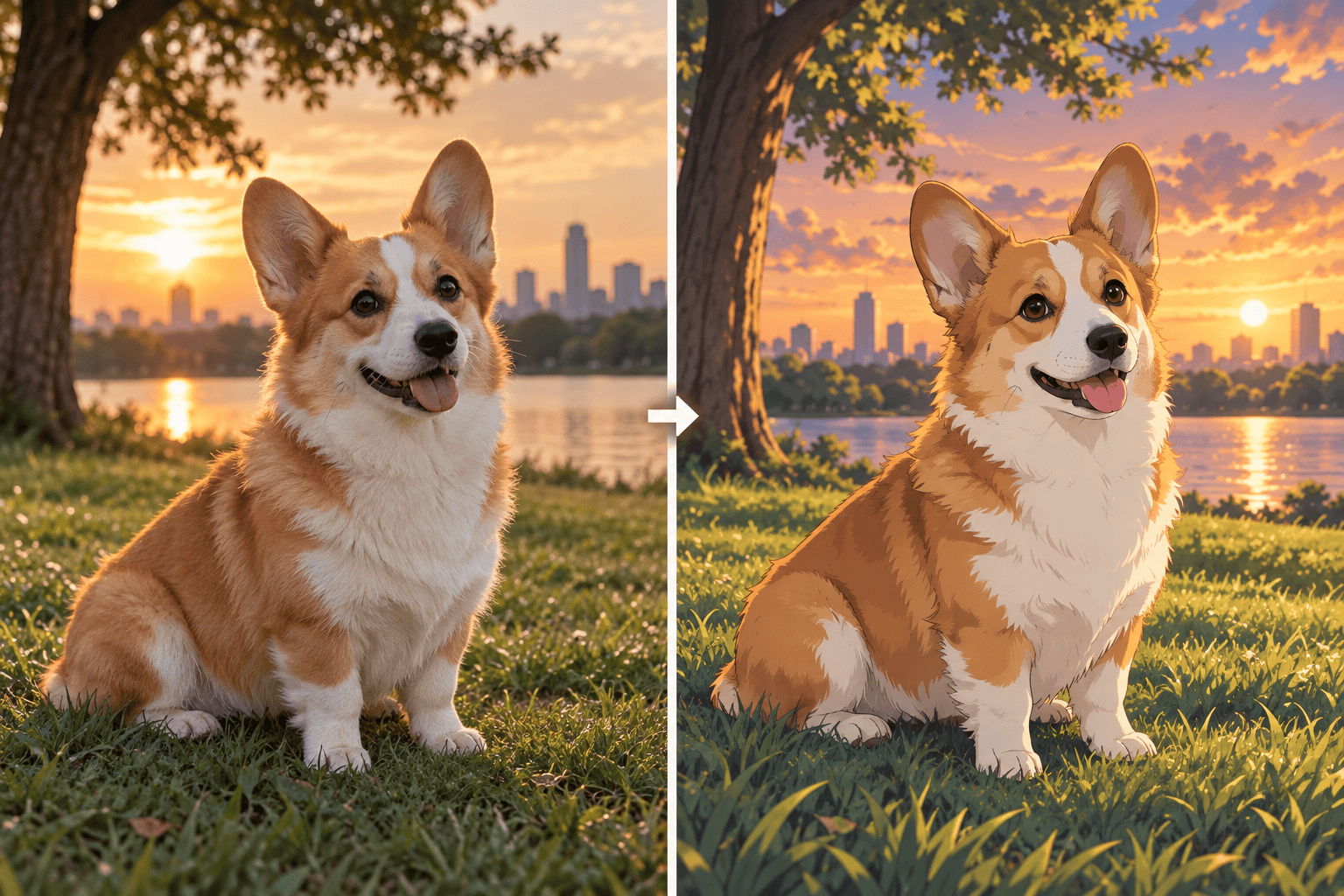 Pet before and anime after