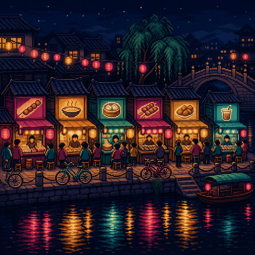Pixel art night market