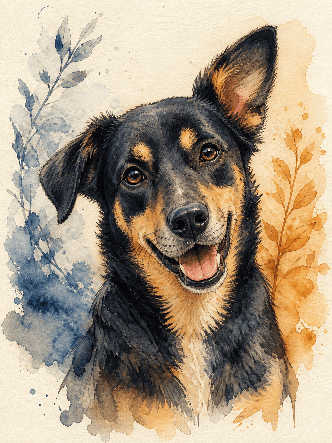 AI watercolor pet portrait
