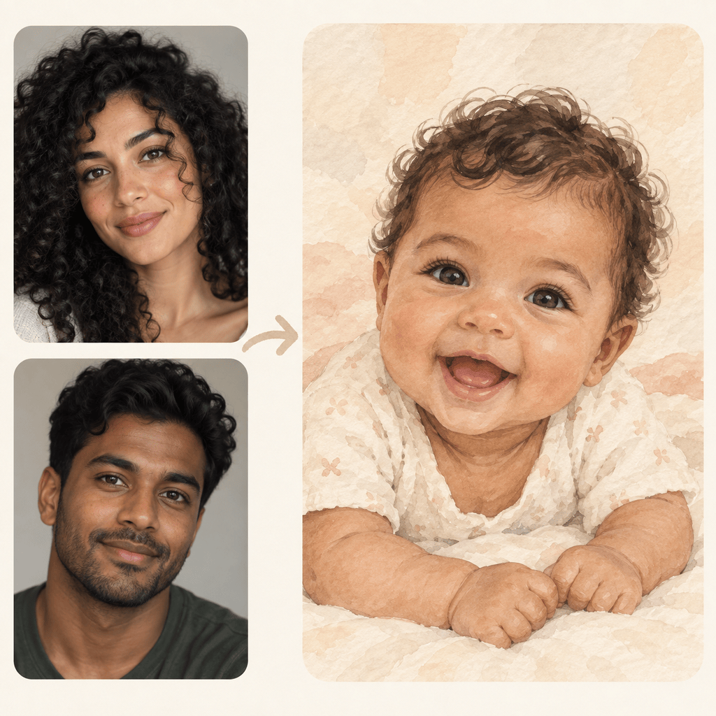 AI baby watercolor portrait from photos
