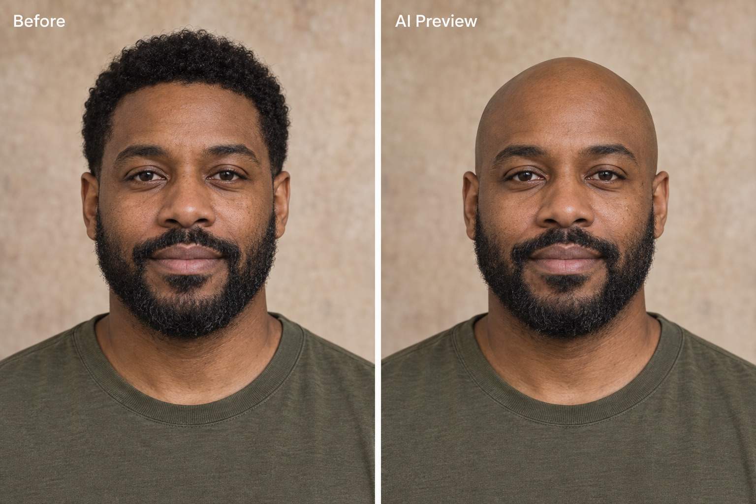 Bald preview with beard retained