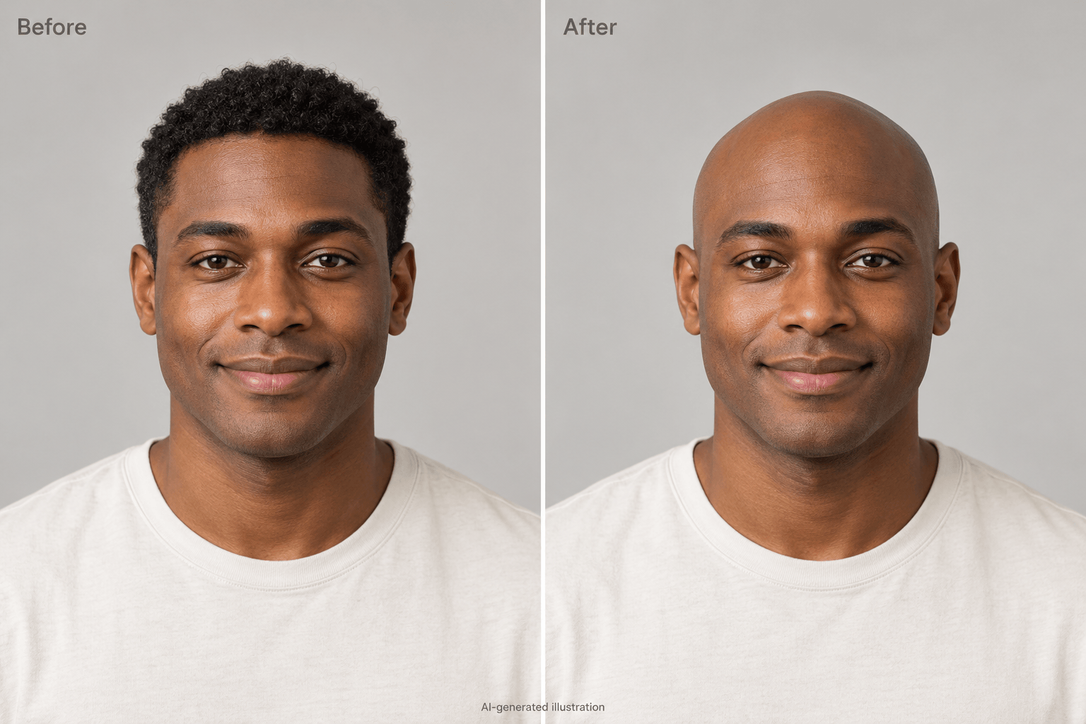 AI bald filter on curly hair