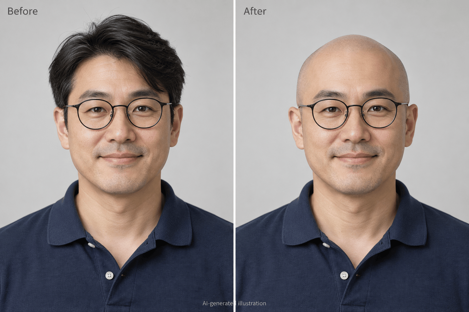 Bald head preview with glasses