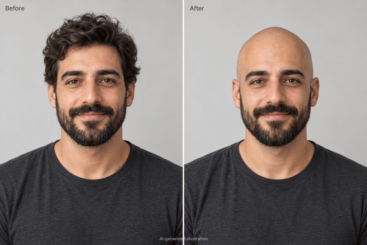 Bald preview with beard preserved