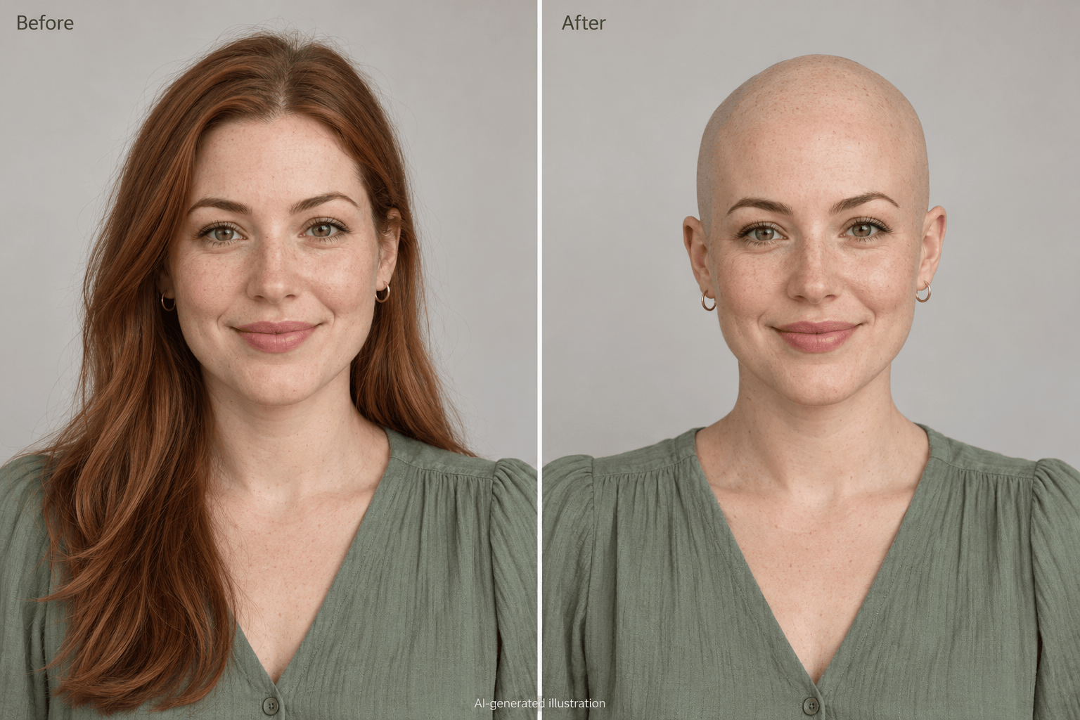 Long hair to bald AI preview