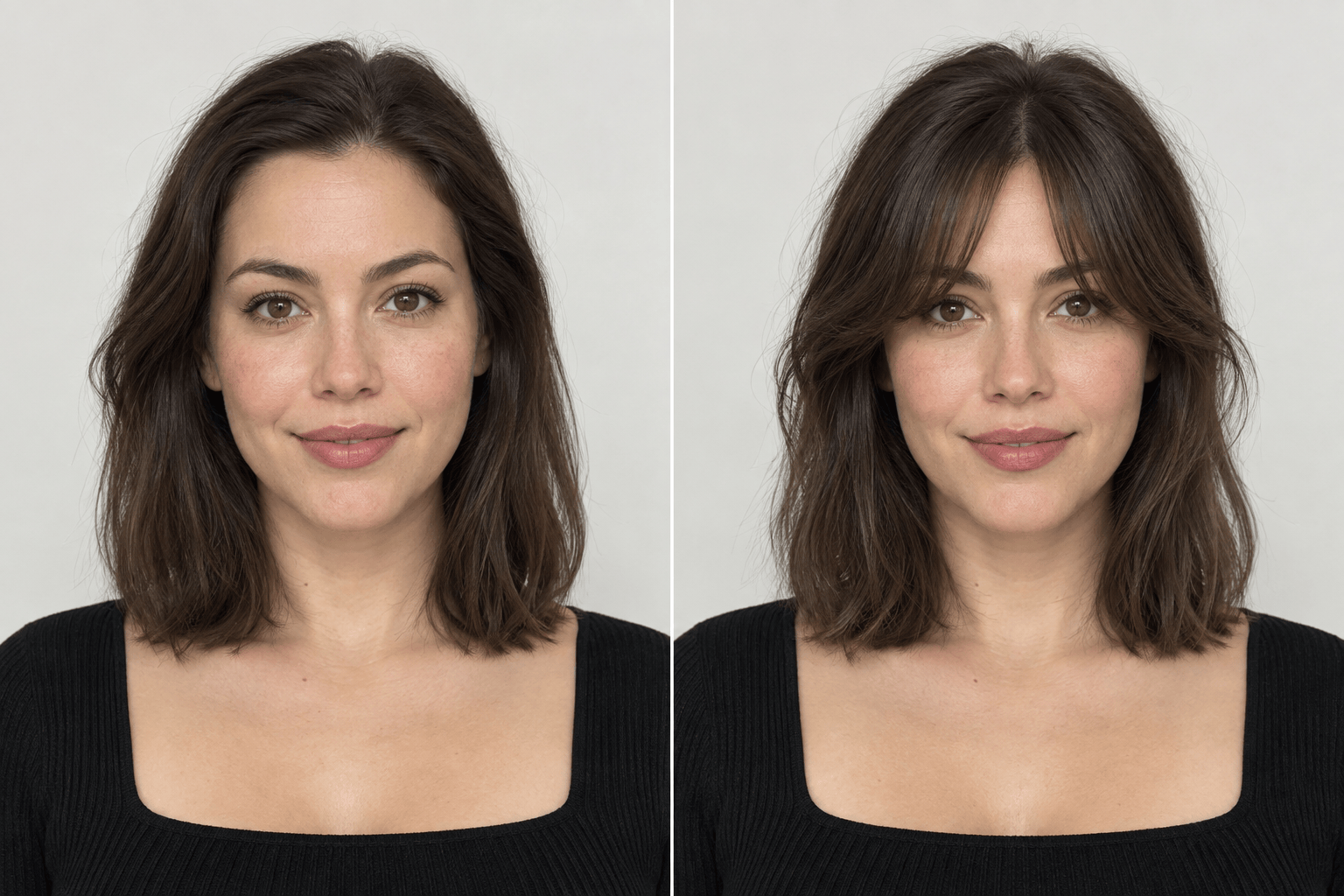 Curtain bangs before and after AI preview