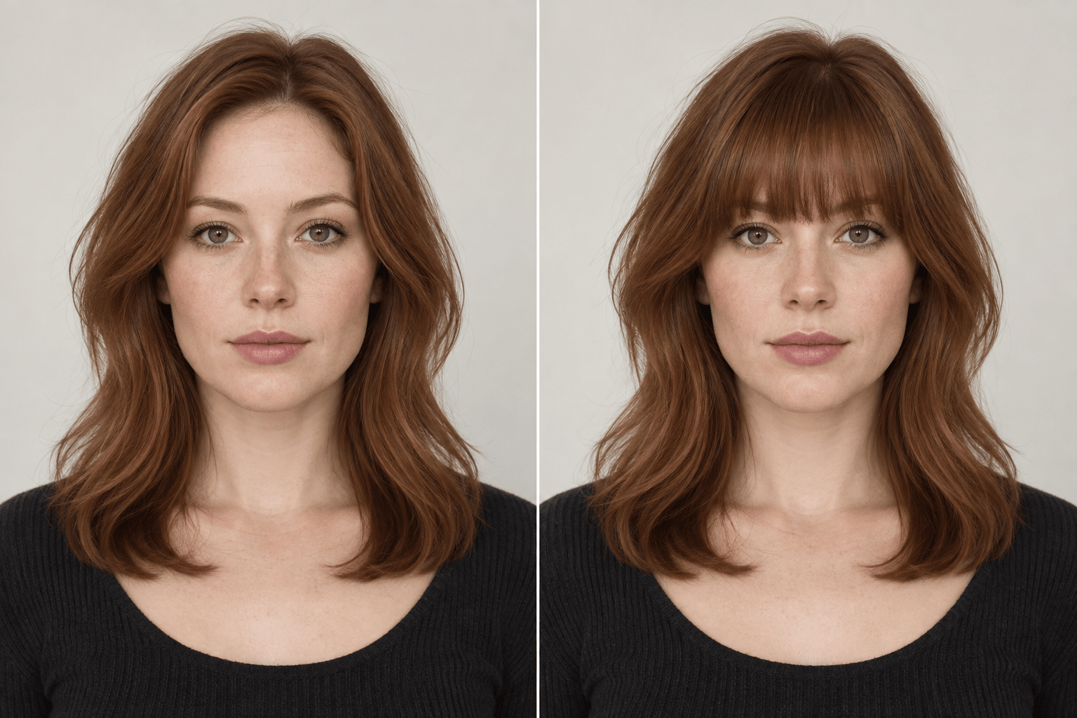 Blunt bangs before and after AI preview