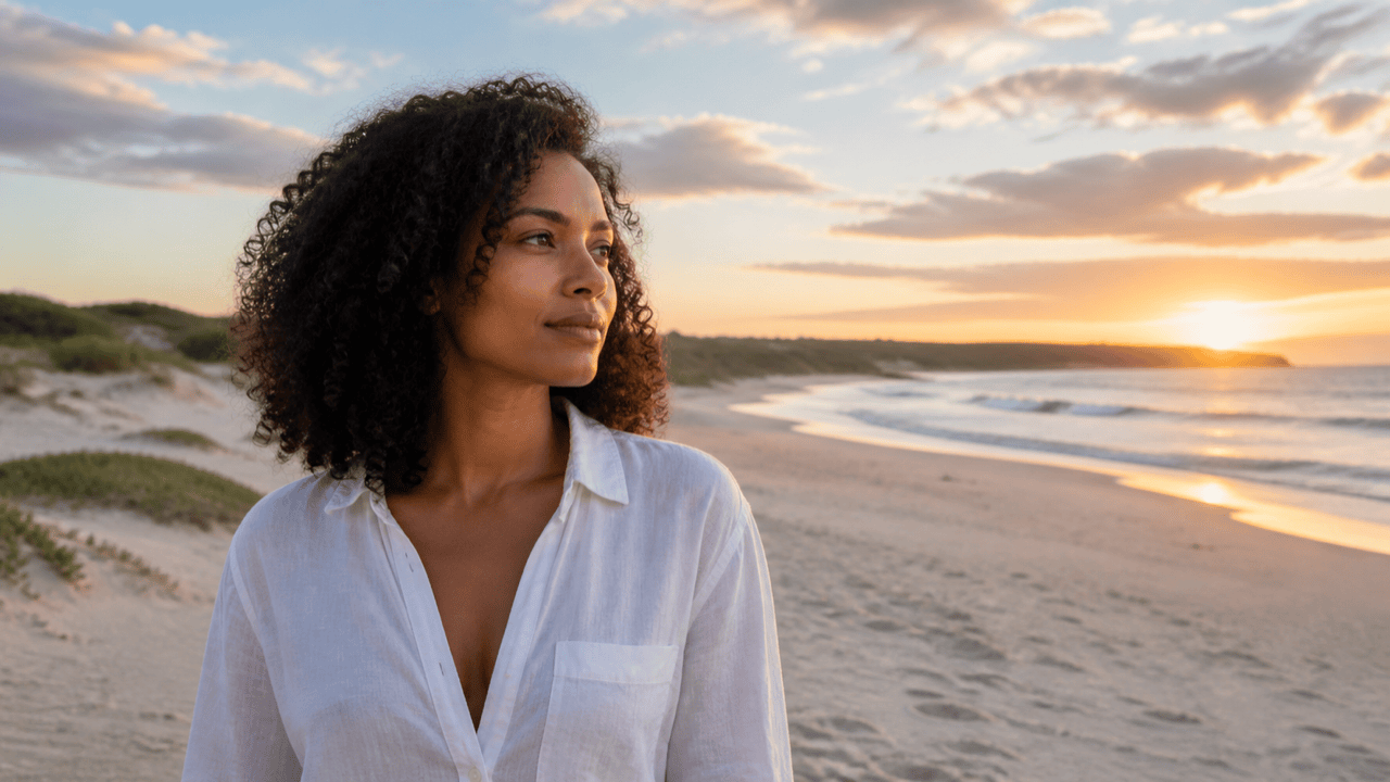 AI beach portrait background