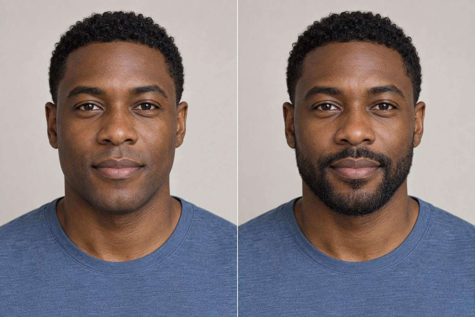 Short boxed beard before and after