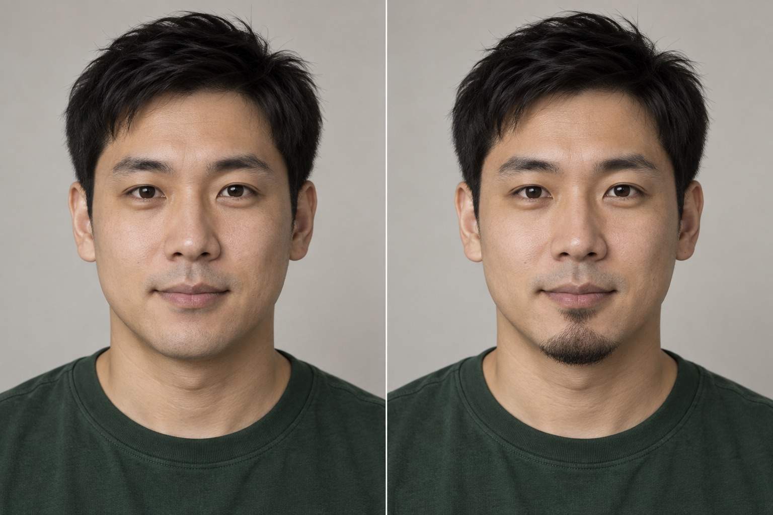Goatee filter on a clean-shaven portrait