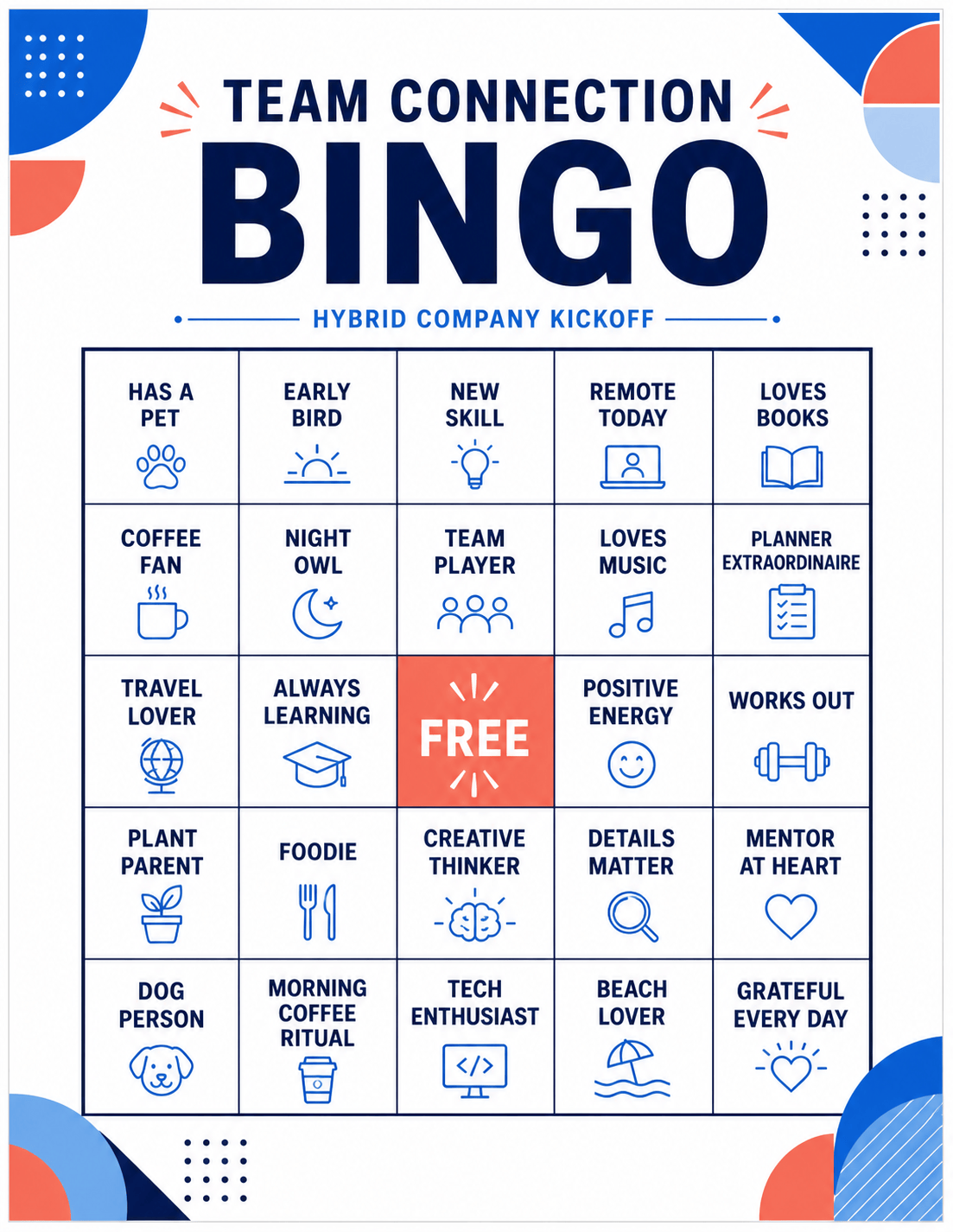 team building bingo card