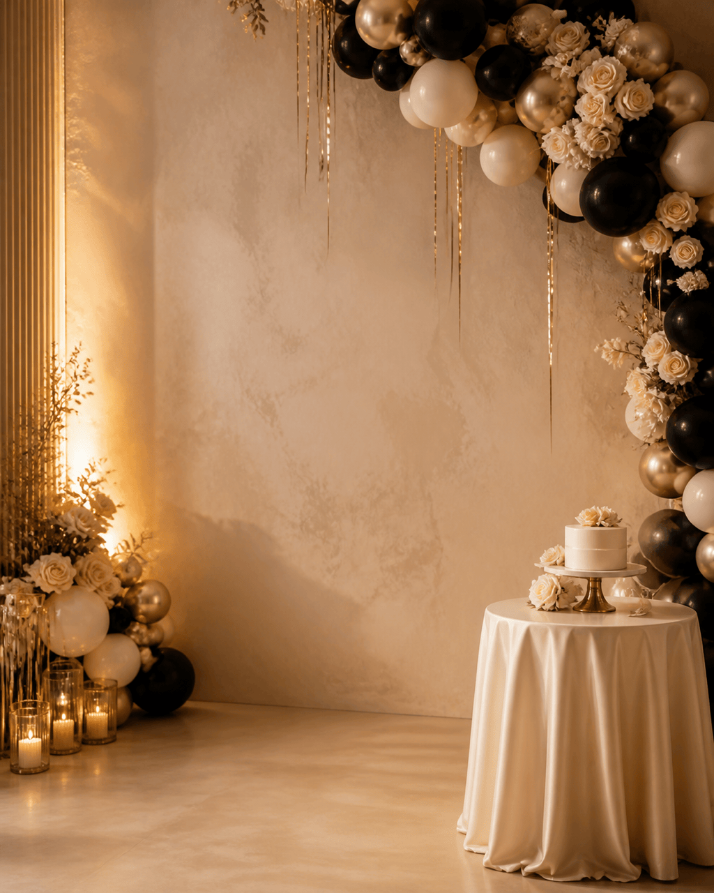 Elegant milestone birthday backdrop