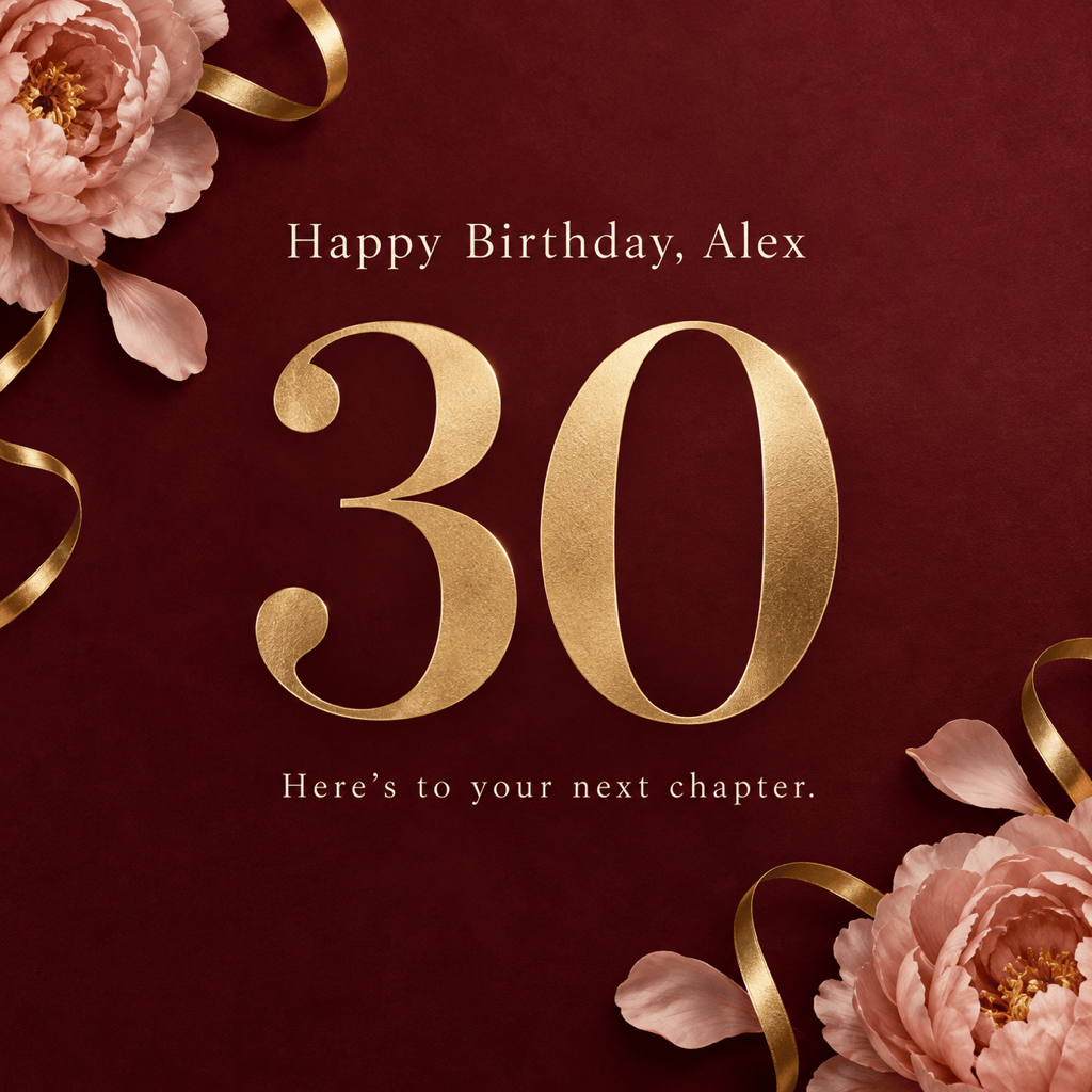 Elegant 30th birthday image for Alex