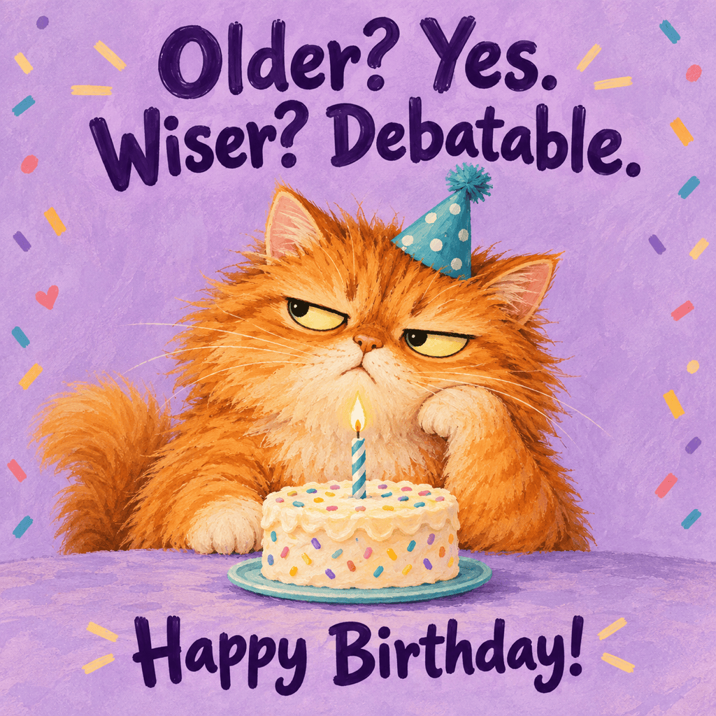 Funny cat birthday image for friends