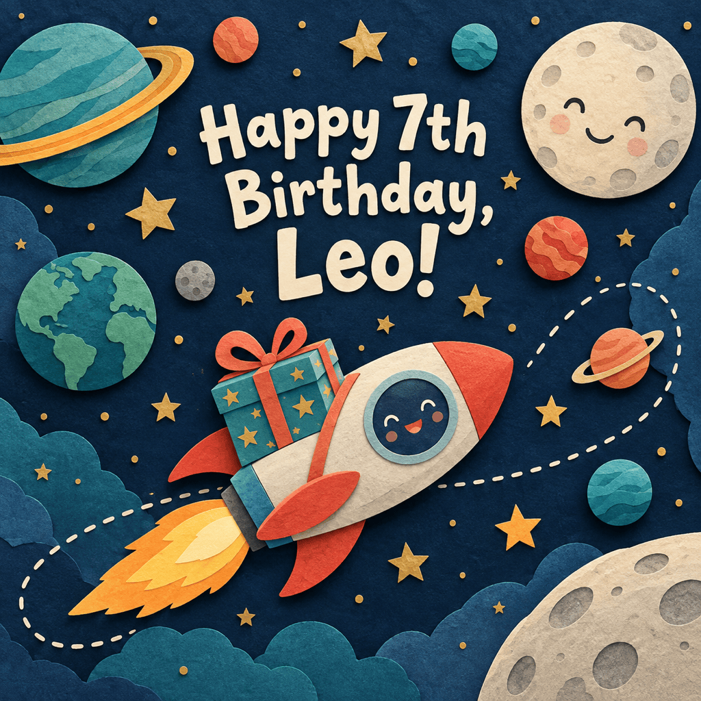 Space birthday image for a child