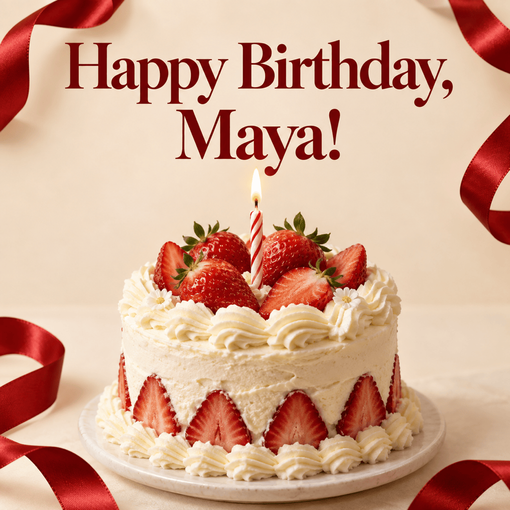 AI birthday cake image for Maya