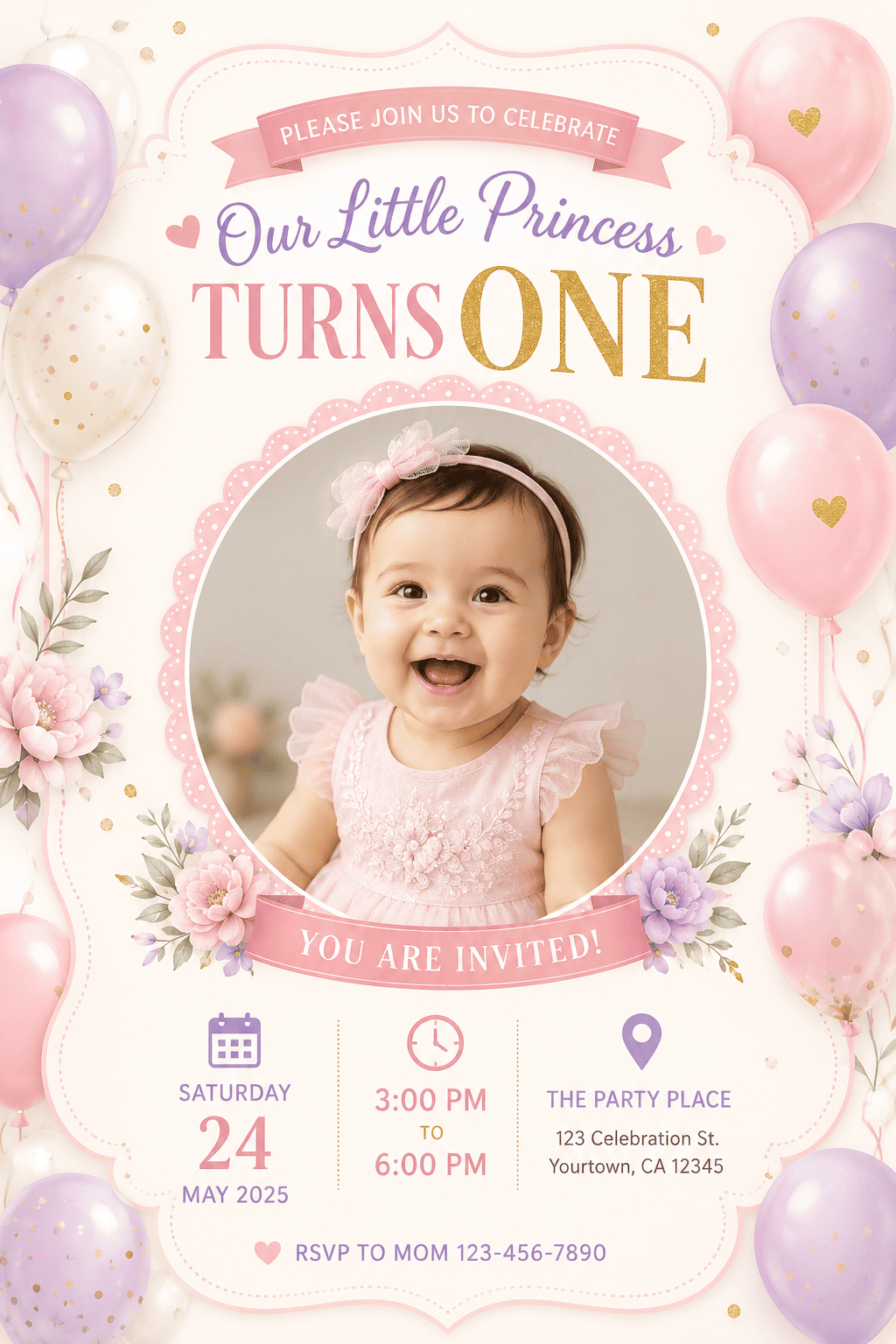 first birthday photo invitation