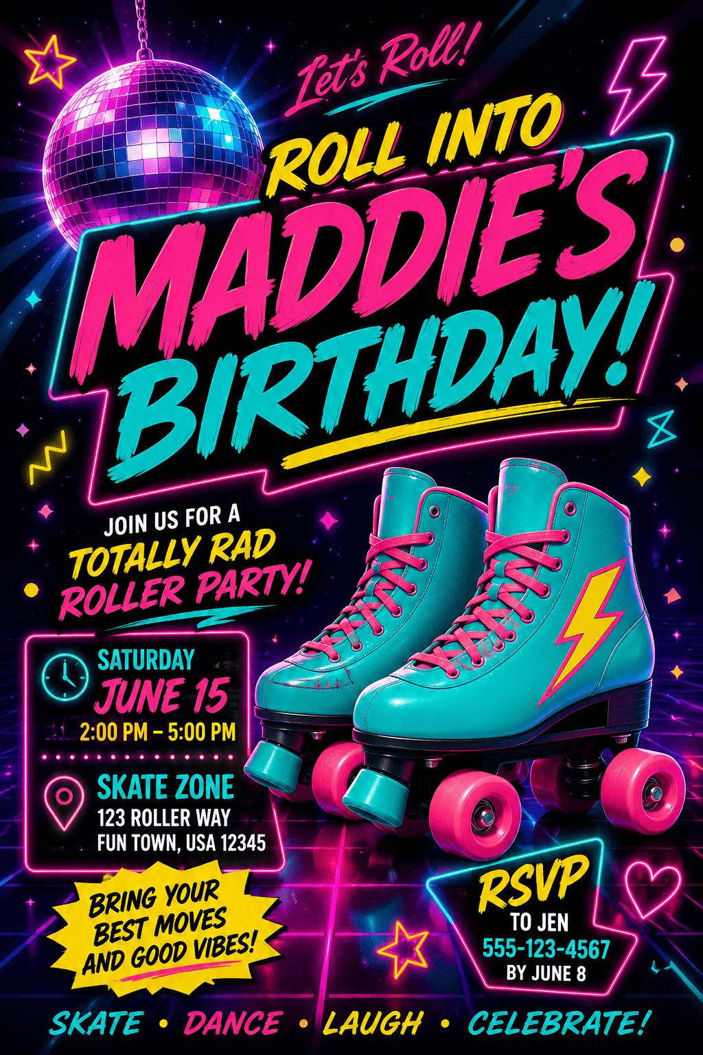 retro birthday party invite