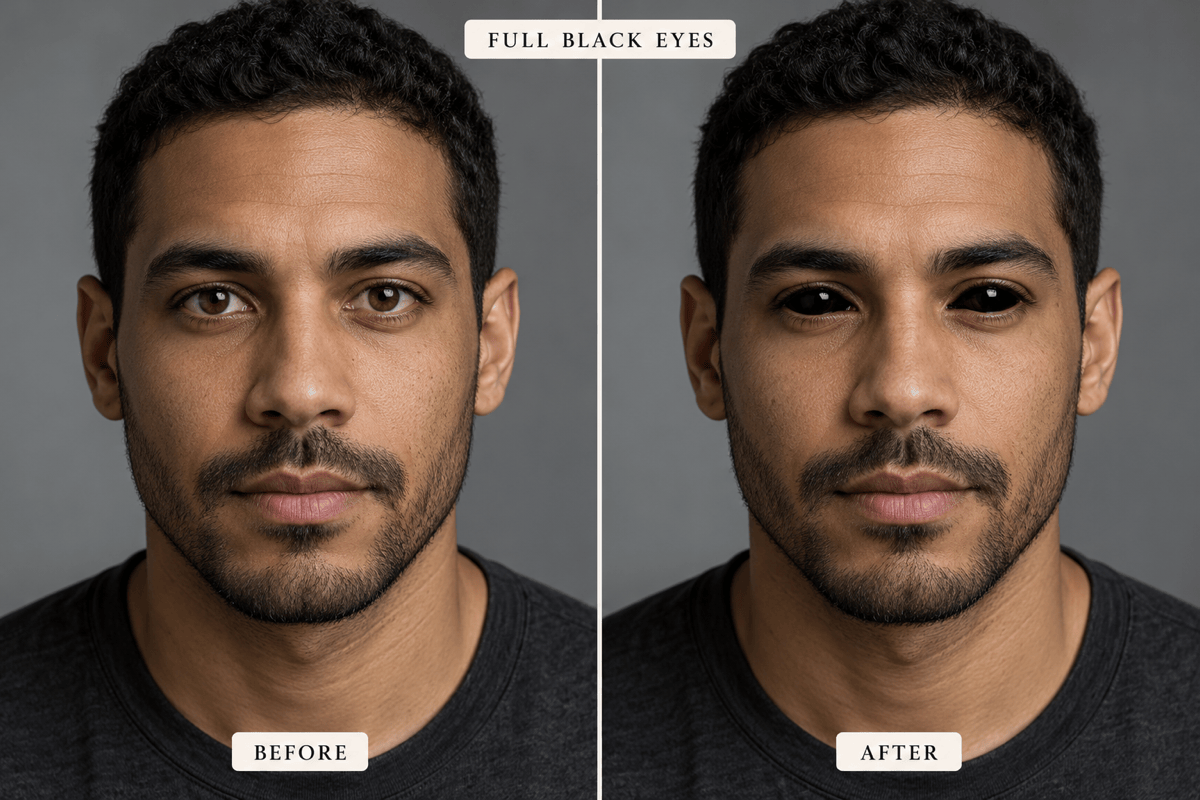 Halloween black eyes before and after