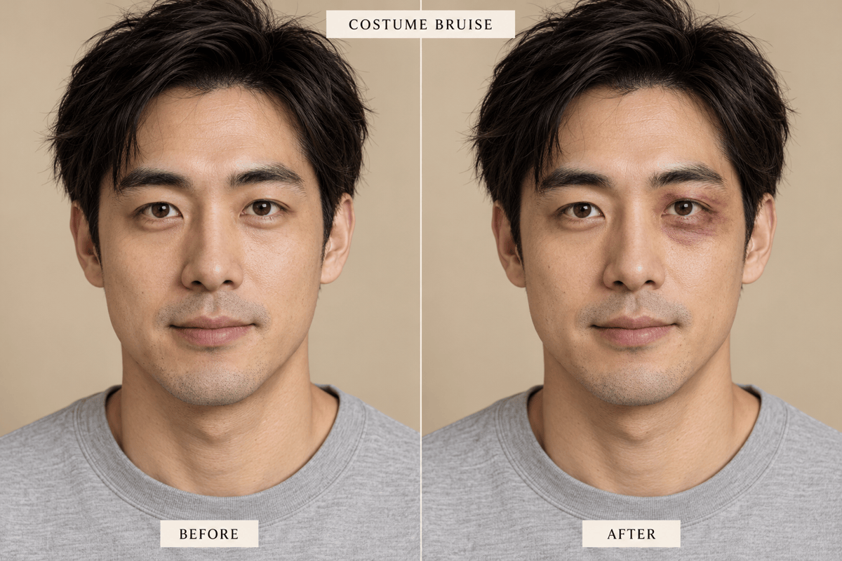 Costume black eye makeup comparison