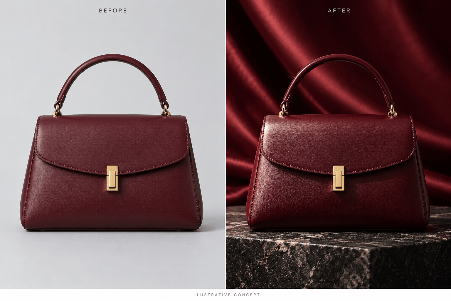 Black Friday handbag photo before and after