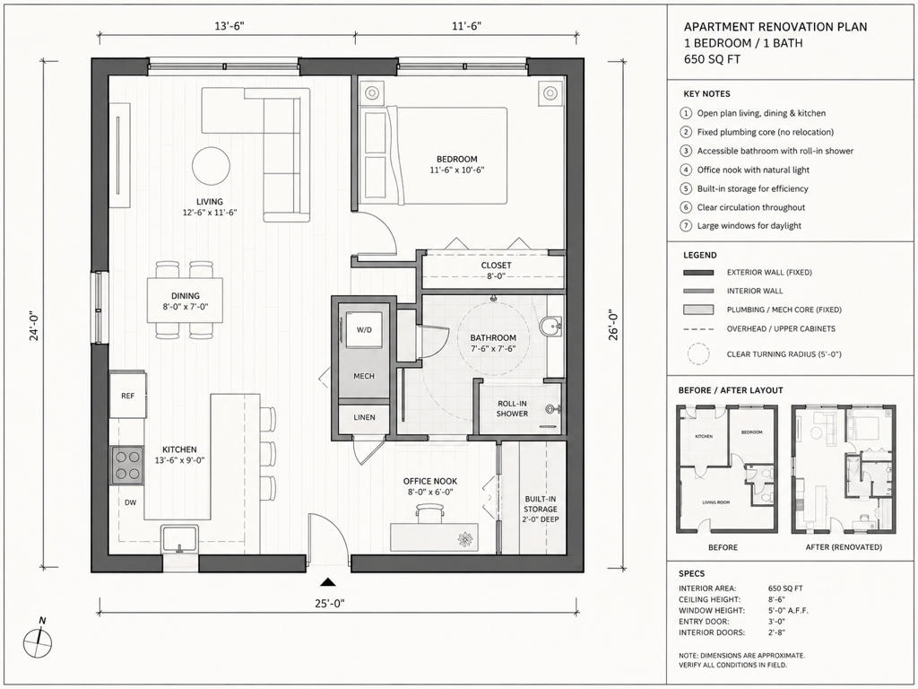 Apartment blueprint from sketch
