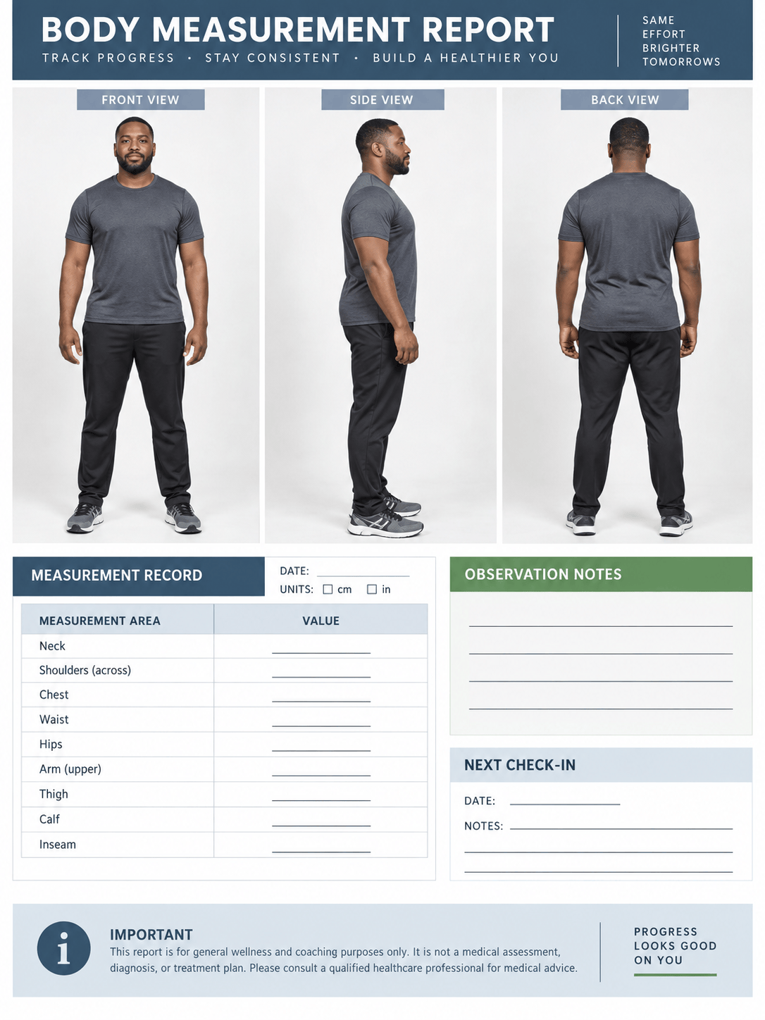 Visual body measurement report