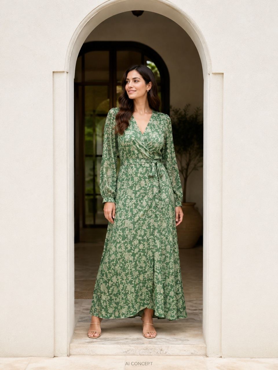 Body reshaping concept in patterned dress