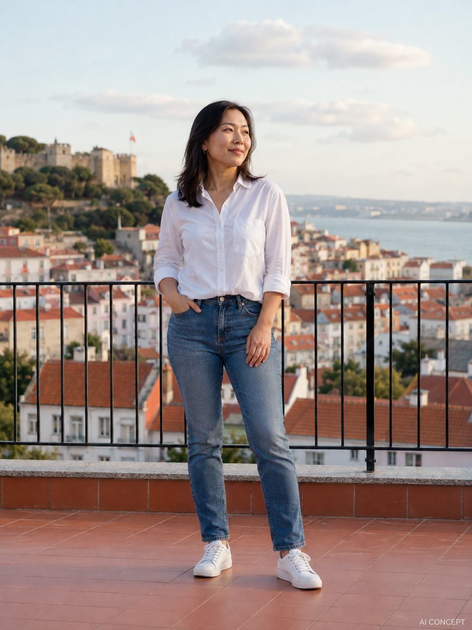 Leg proportion edit in travel photo